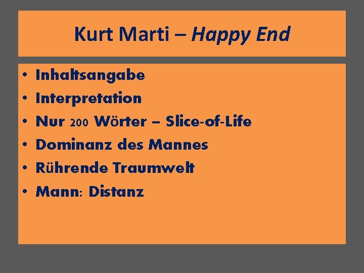 Kurt Marti – Happy End • • • Inhaltsangabe Interpretation Nur 200 Wörter –