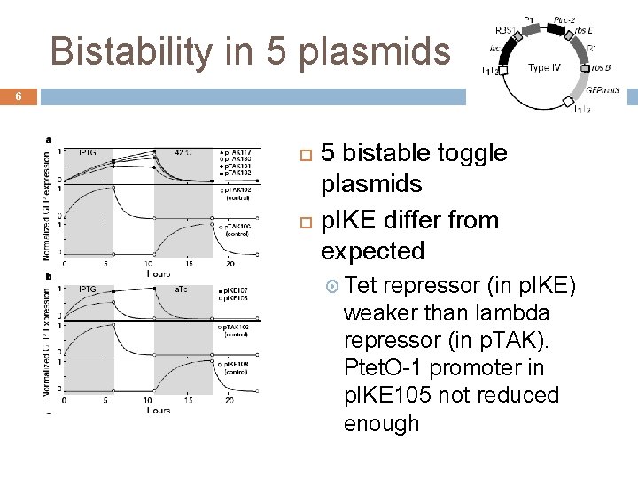 Bistability in 5 plasmids 6 5 bistable toggle plasmids p. IKE differ from expected