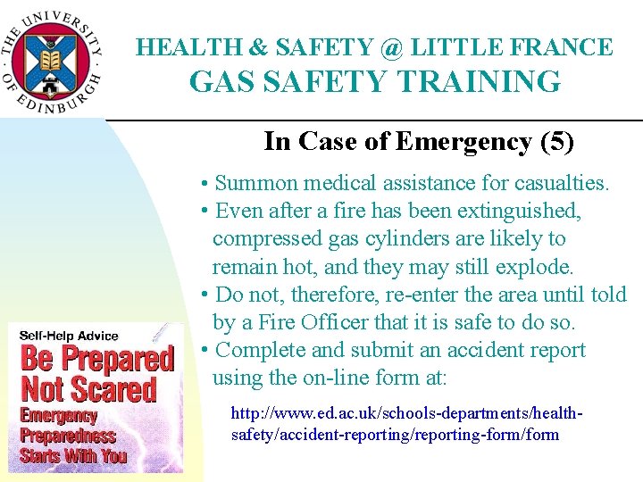 HEALTH & SAFETY @ LITTLE FRANCE GAS SAFETY TRAINING In Case of Emergency (5)