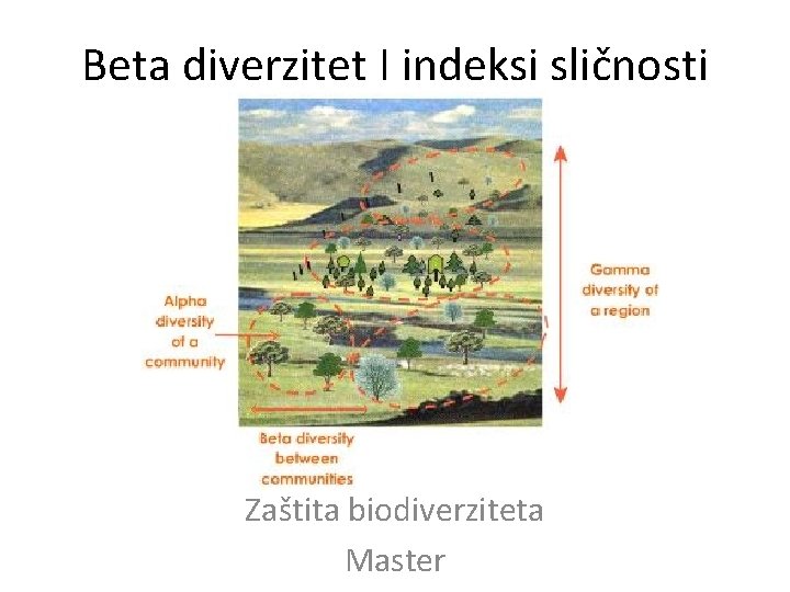 Beta diverzitet I indeksi sličnosti Zaštita biodiverziteta Master 
