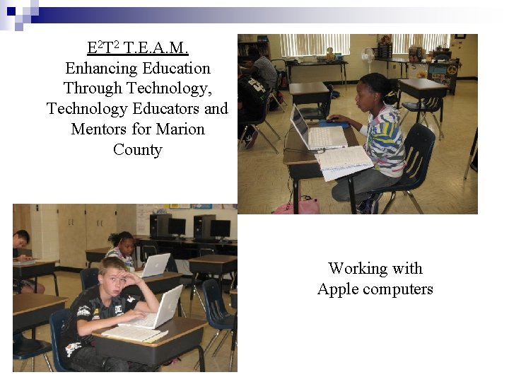 E 2 T 2 T. E. A. M. Enhancing Education Through Technology, Technology Educators