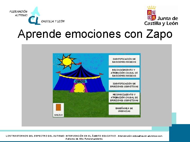 Aprende emociones con Zapo LOS TRASTORNOS DEL ESPECTRO DEL AUTISMO: INTERVENCIÓN EN EL ÁMBITO