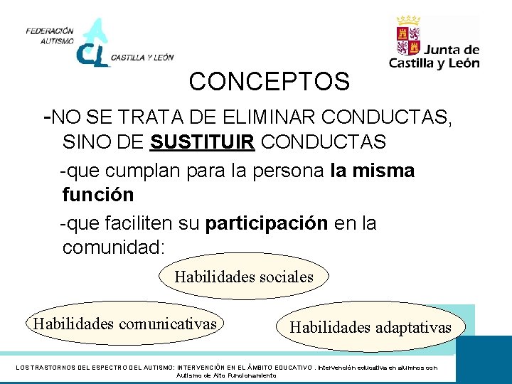 CONCEPTOS -NO SE TRATA DE ELIMINAR CONDUCTAS, SINO DE SUSTITUIR CONDUCTAS -que cumplan para