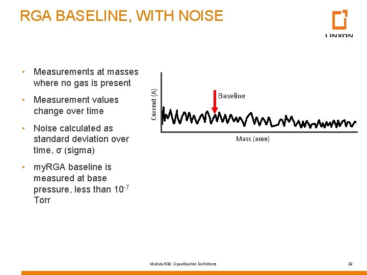 RGA BASELINE, WITH NOISE • Measurement values change over time Current (A) • Measurements