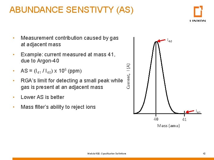 ABUNDANCE SENSTIVTY (AS) Measurement contribution caused by gas at adjacent mass • Example: current