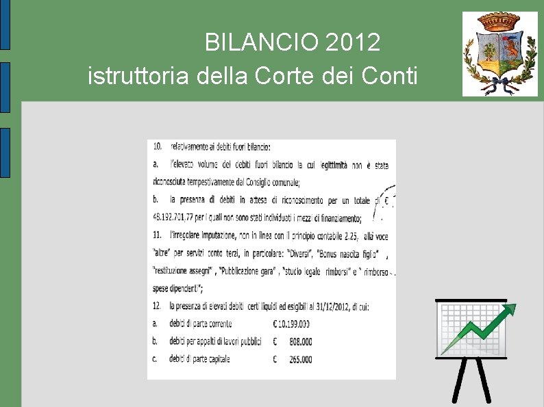 BILANCIO 2012 istruttoria della Corte dei Conti 