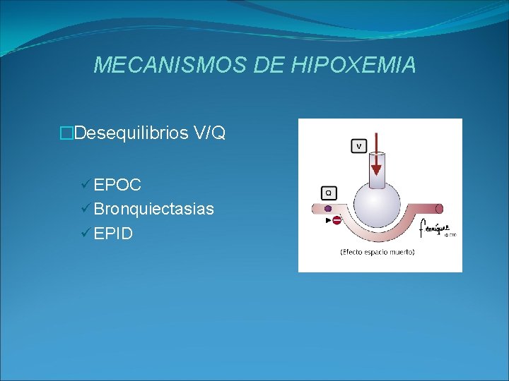 MECANISMOS DE HIPOXEMIA �Desequilibrios V/Q ü EPOC ü Bronquiectasias ü EPID 