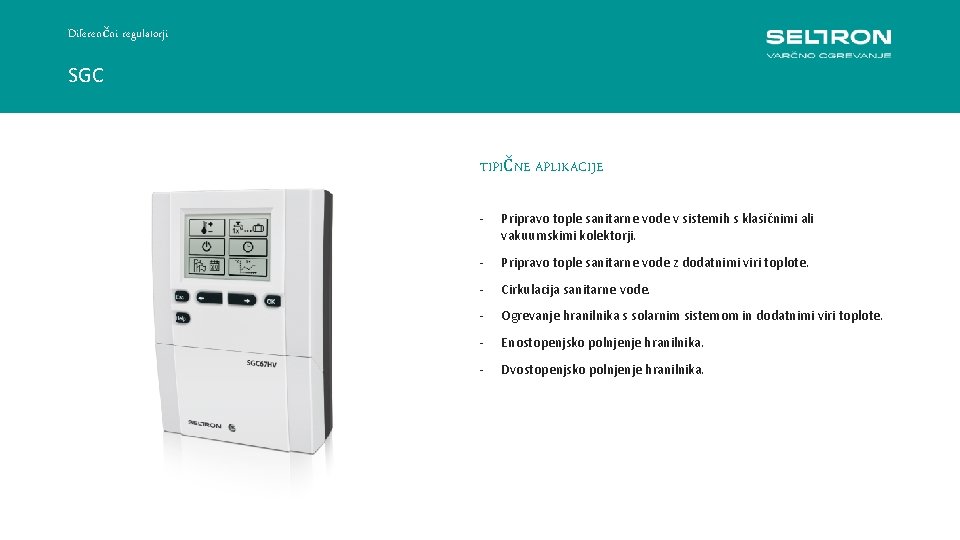 Diferenčni regulatorji SGC TIPIČNE APLIKACIJE - Pripravo tople sanitarne vode v sistemih s klasičnimi