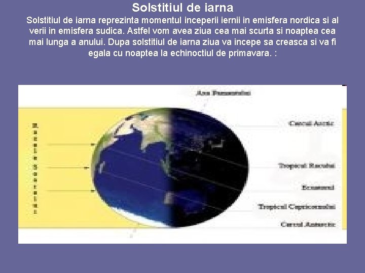 Solstitiul de iarna reprezinta momentul inceperii iernii in emisfera nordica si al verii in