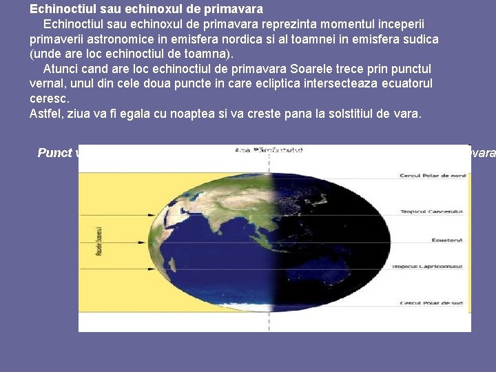 Echinoctiul sau echinoxul de primavara reprezinta momentul inceperii primaverii astronomice in emisfera nordica si