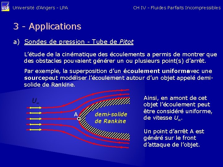 CH IV - Fluides Parfaits Incompressibles Université d’Angers - LPA 3 - Applications a)