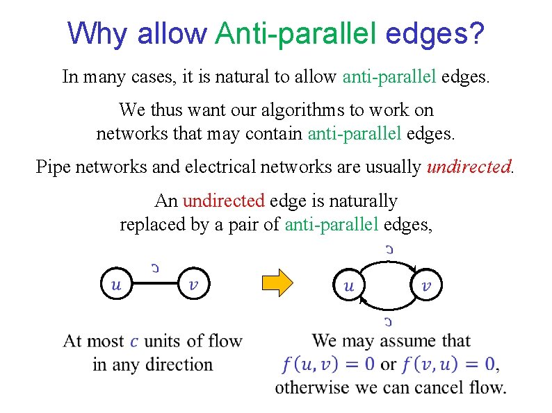 Why allow Anti-parallel edges? In many cases, it is natural to allow anti-parallel edges. Why allow Anti-parallel edges? In many cases, it is natural to allow anti-parallel edges.