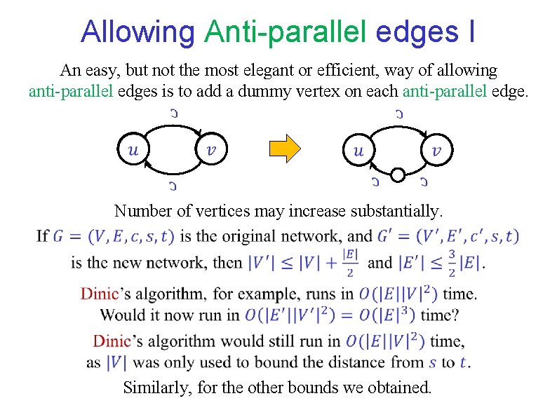 Allowing Anti-parallel edges I An easy, but not the most elegant or efficient, way Allowing Anti-parallel edges I An easy, but not the most elegant or efficient, way