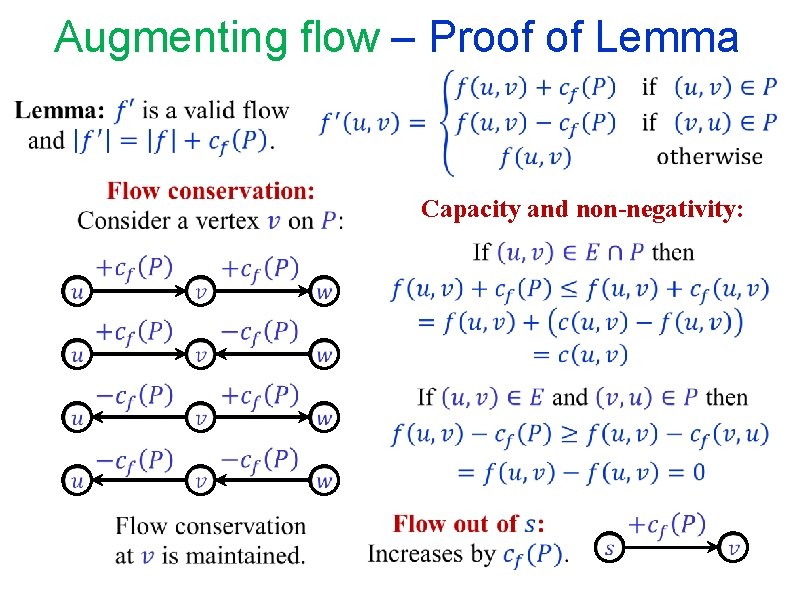 Augmenting flow – Proof of Lemma Capacity and non-negativity: Augmenting flow – Proof of Lemma Capacity and non-negativity: