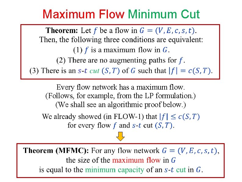 Maximum Flow Minimum Cut Every flow network has a maximum flow. (Follows, for example, Maximum Flow Minimum Cut Every flow network has a maximum flow. (Follows, for example,