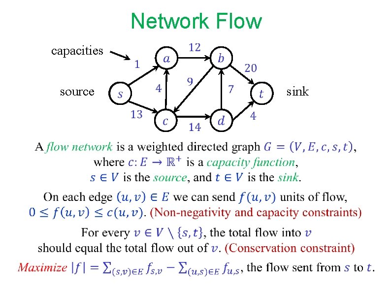 Network Flow capacities source sink Network Flow capacities source sink