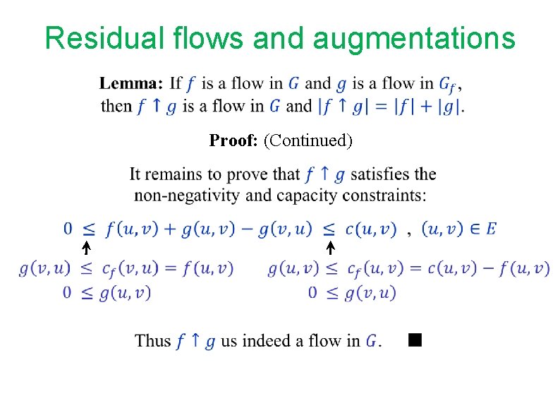 Residual flows and augmentations Proof: (Continued) Residual flows and augmentations Proof: (Continued)