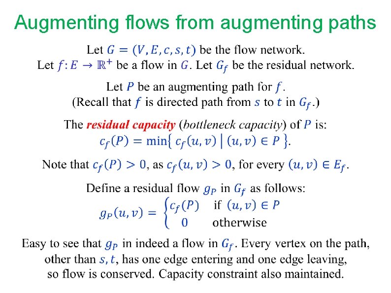 Augmenting flows from augmenting paths Augmenting flows from augmenting paths