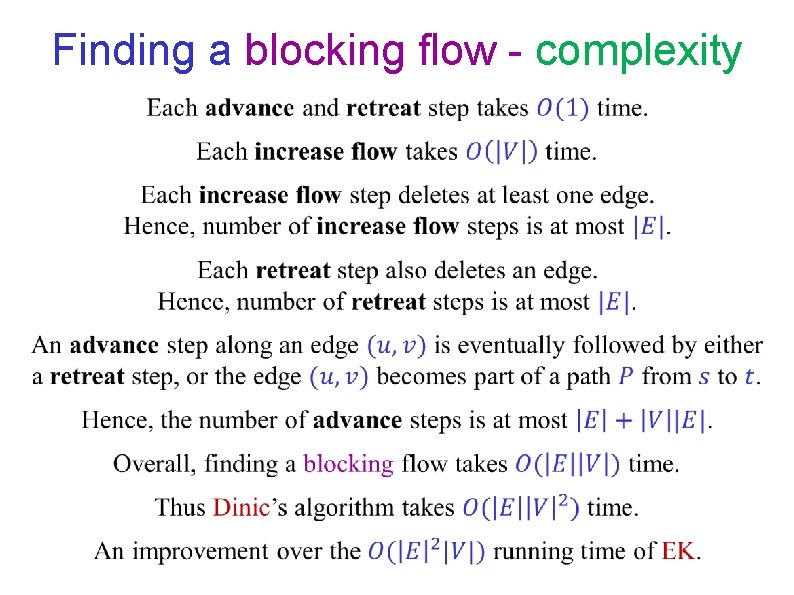 Finding a blocking flow - complexity Finding a blocking flow - complexity