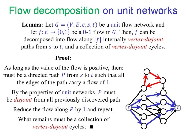 Flow decomposition on unit networks Proof: Flow decomposition on unit networks Proof: