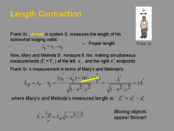 Lp Length Contraction Frank Sr. , at rest in system S, measures the length