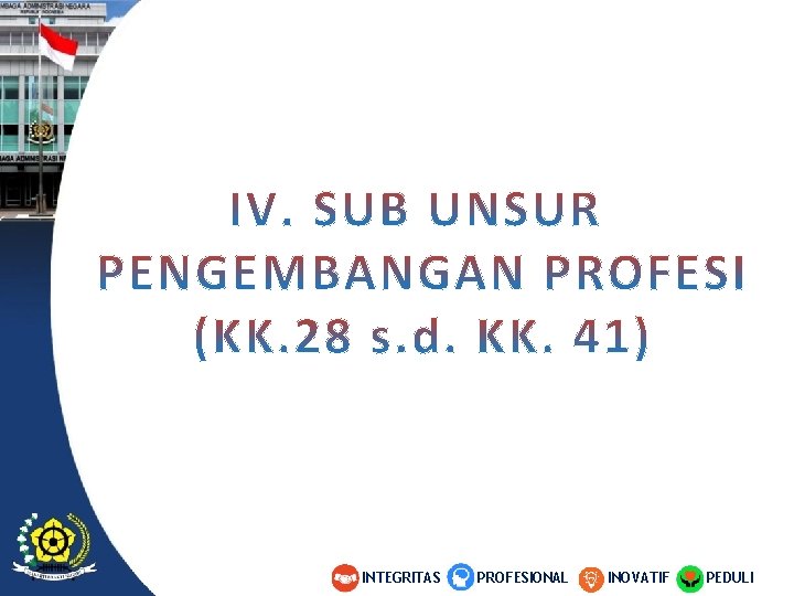 INTEGRITAS PROFESIONAL INOVATIF PEDULI Inovatif Profesional Integritas Peduli INTEGRITAS PROFESIONAL INOVATIF PEDULI Inovatif Profesional Integritas Peduli