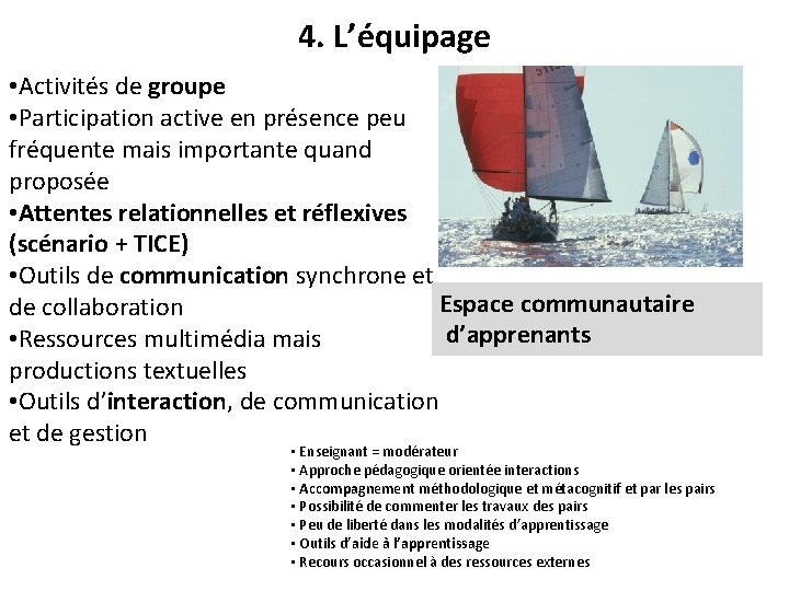 4. L’équipage • Activités de groupe • Participation active en présence peu fréquente mais 4. L’équipage • Activités de groupe • Participation active en présence peu fréquente mais