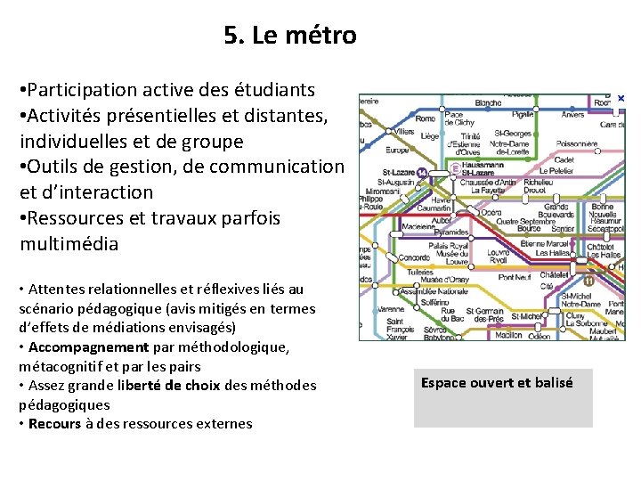 5. Le métro • Participation active des étudiants • Activités présentielles et distantes, individuelles 5. Le métro • Participation active des étudiants • Activités présentielles et distantes, individuelles