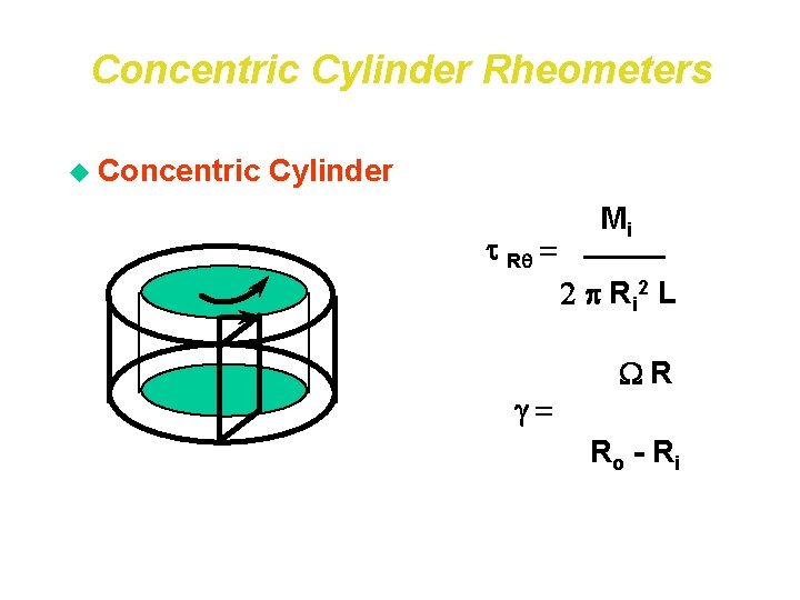 Concentric Cylinder Rheometers u Concentric Cylinder t Rq = Mi 2 p Ri 2