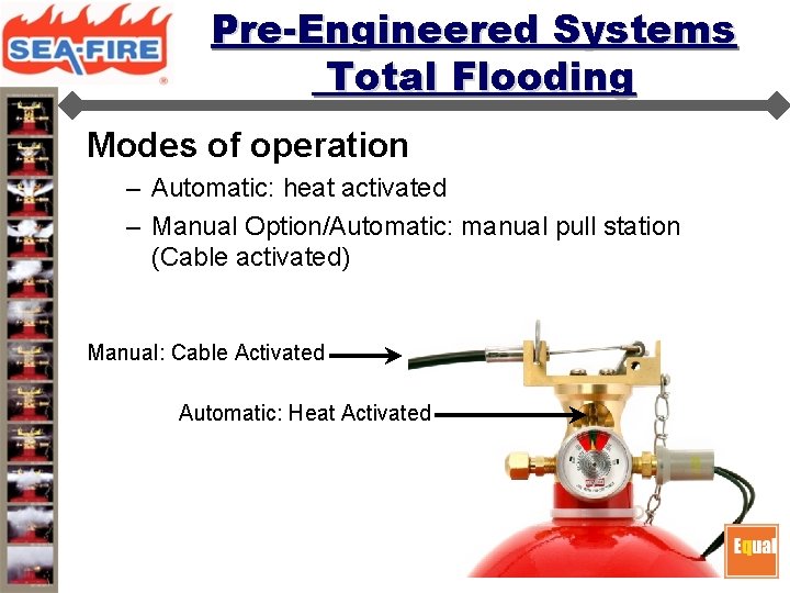 Pre-Engineered Systems Total Flooding Modes of operation – Automatic: heat activated – Manual Option/Automatic: Pre-Engineered Systems Total Flooding Modes of operation – Automatic: heat activated – Manual Option/Automatic: