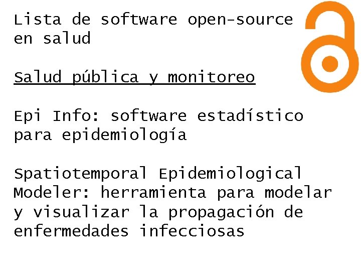 Lista de software open-source en salud Salud pública y monitoreo Epi Info: software estadístico