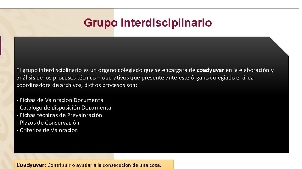 Grupo Interdisciplinario El grupo interdisciplinario es un órgano colegiado que se encargara de coadyuvar