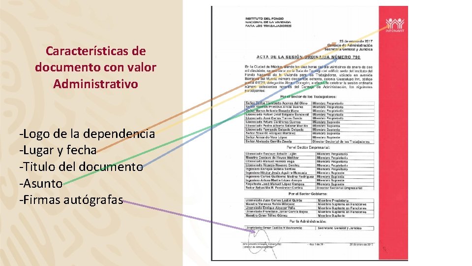 Características de documento con valor Administrativo -Logo de la dependencia -Lugar y fecha -Titulo