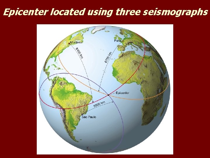 Epicenter located using three seismographs 