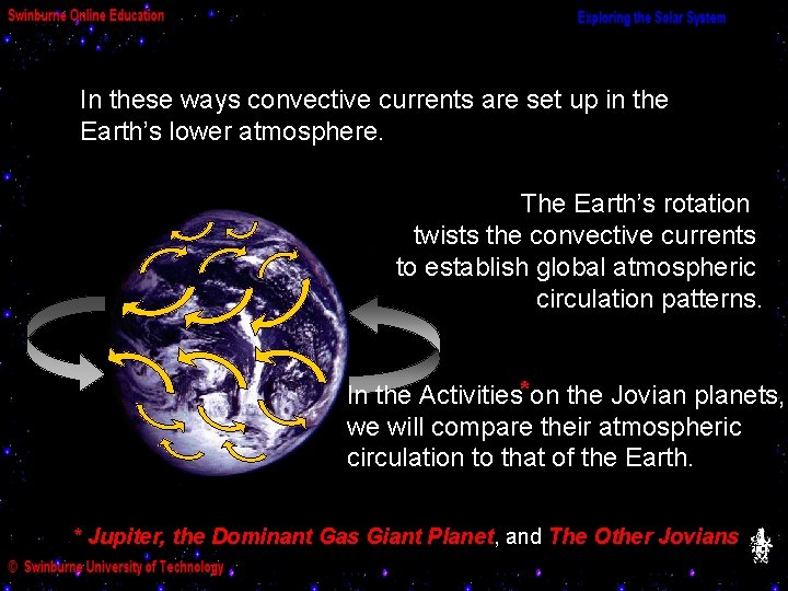 In these ways convective currents are set up in the Earth’s lower atmosphere. The