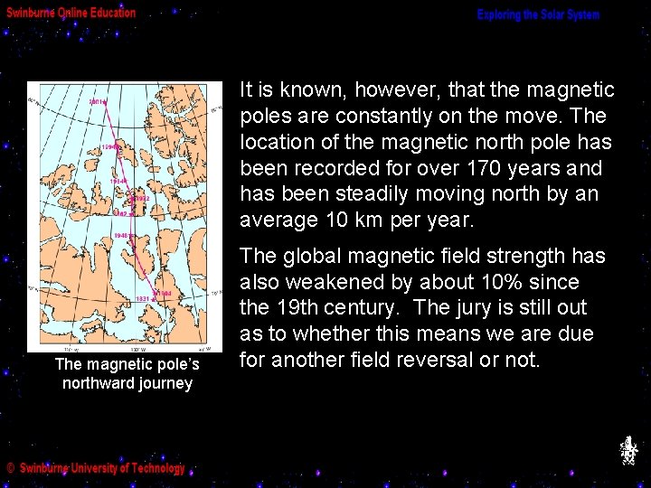 It is known, however, that the magnetic poles are constantly on the move. The