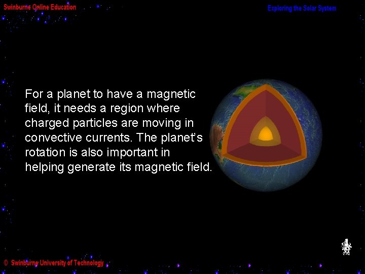For a planet to have a magnetic field, it needs a region where charged
