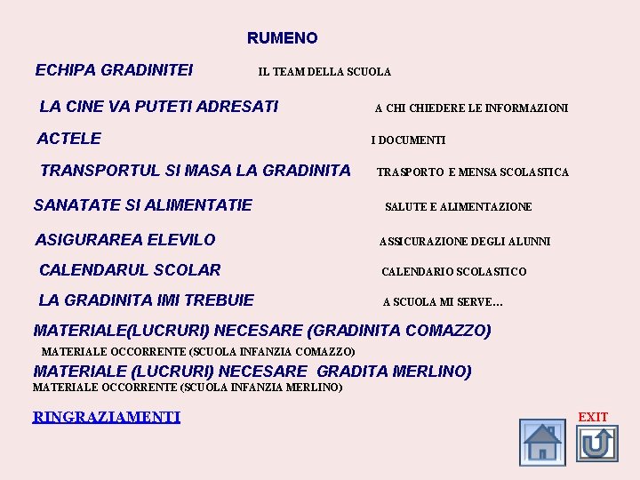 RUMENO ECHIPA GRADINITEI IL TEAM DELLA SCUOLA LA CINE VA PUTETI ADRESATI A CHIEDERE