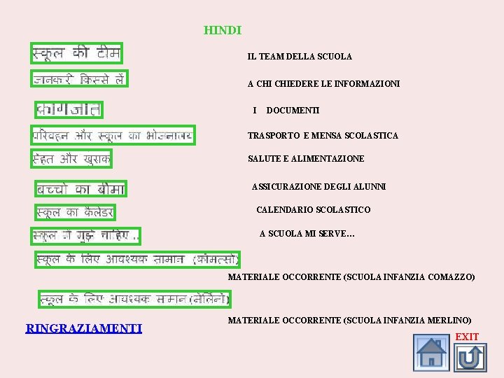 HINDI IL TEAM DELLA SCUOLA A CHIEDERE LE INFORMAZIONI I DOCUMENTI TRASPORTO E MENSA