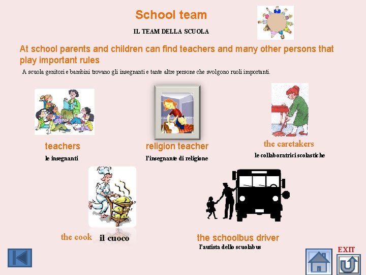  School team IL TEAM DELLA SCUOLA At school parents and children can find