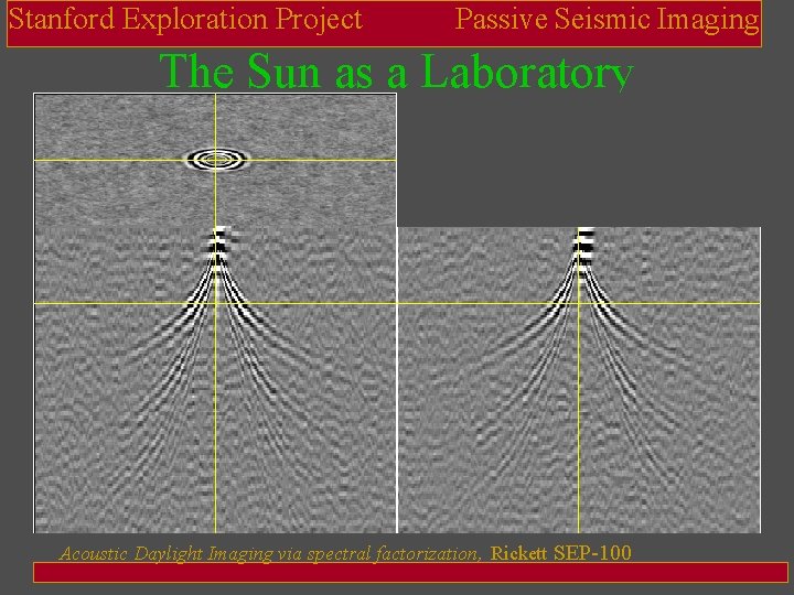 Stanford Exploration Project Passive Seismic Imaging The Sun as a Laboratory Acoustic Daylight Imaging