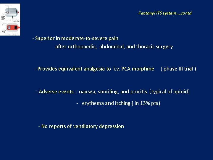 Fentanyl ITS system…. contd - Superior in moderate-to-severe pain after orthopaedic, abdominal, and thoracic