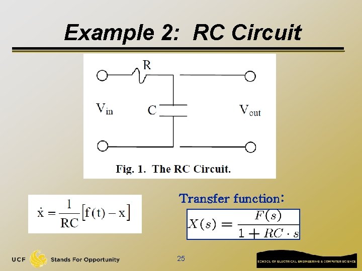 Example 2: RC Circuit Transfer function: 25 