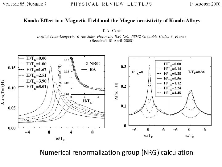 Numerical renormalization group (NRG) calculation 
