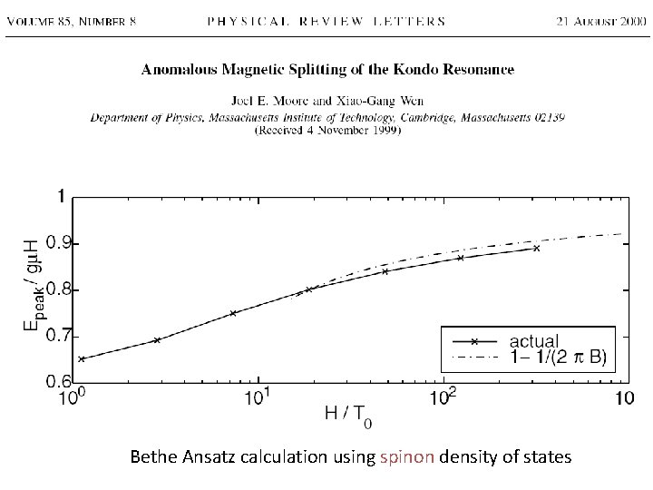 Bethe Ansatz calculation using spinon density of states 