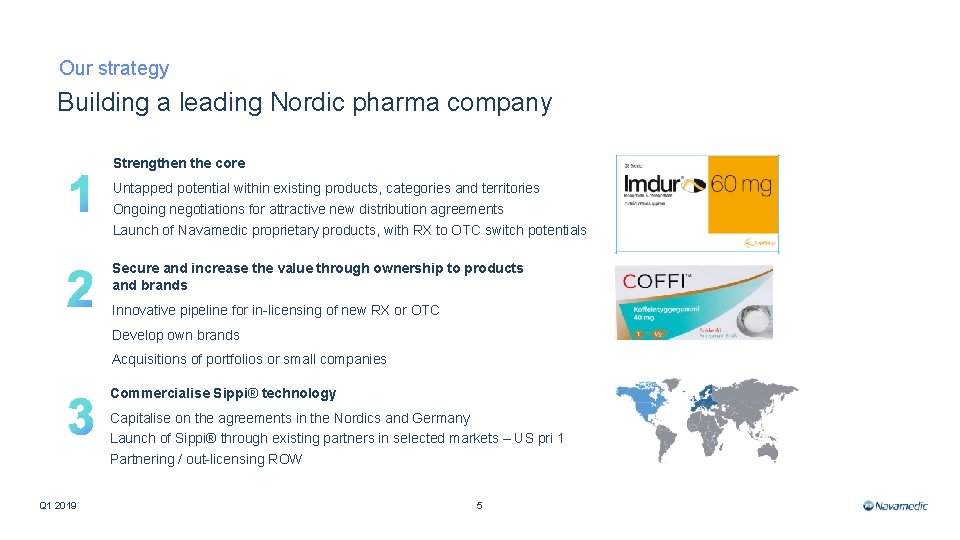 Our strategy Building a leading Nordic pharma company Strengthen the core Untapped potential within