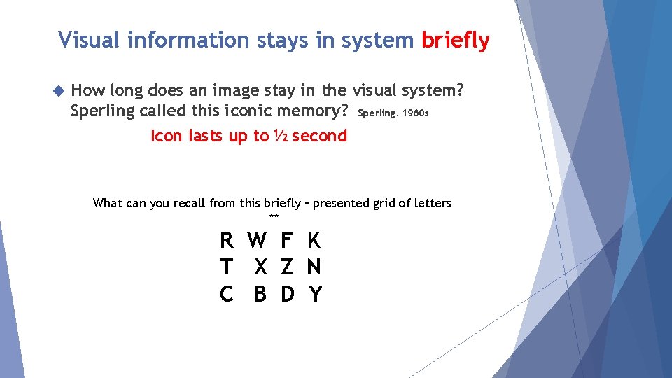 Visual information stays in system briefly How long does an image stay in the