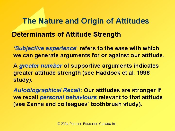 The Nature and Origin of Attitudes Determinants of Attitude Strength ‘Subjective experience’ refers to