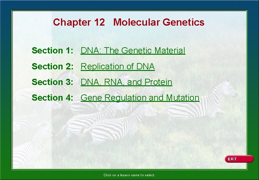 Chapter 12 Molecular Genetics Section 1: DNA: The Genetic Material Section 2: Replication of