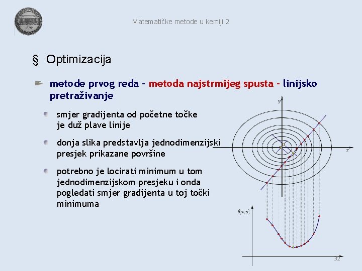 Matematičke metode u kemiji 2 § Optimizacija metode prvog reda – metoda najstrmijeg spusta